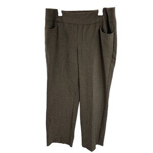 CJ Banks Womens Dress Pants Check Pull On Stretch Career Size 14W Brown